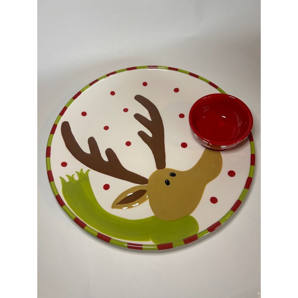 Better Homes & Gardens Christmas Reindeer Chip Dip Serving‎ Set Platter Bowl
